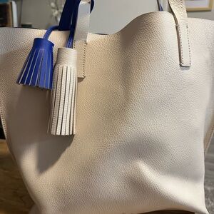 Kate spade Elegant Cream Tote Bag with Blue Accents